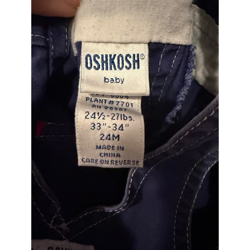 OshKosh Bgosh Baby Boy 24M Navy Blue Cotton Overalls Monster Embroidery 834-0004